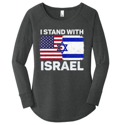 I Stand With Israel USA American Flag with Israel Flag Women's Perfect Tri Tunic Long Sleeve Shirt