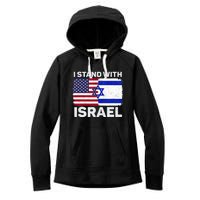 I Stand With Israel USA American Flag with Israel Flag Women's Fleece Hoodie