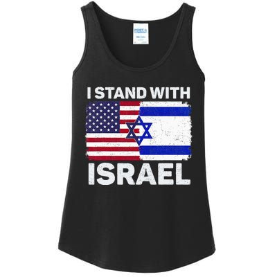 I Stand With Israel USA American Flag with Israel Flag Ladies Essential Tank