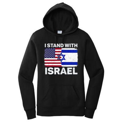 I Stand With Israel USA American Flag with Israel Flag Women's Pullover Hoodie