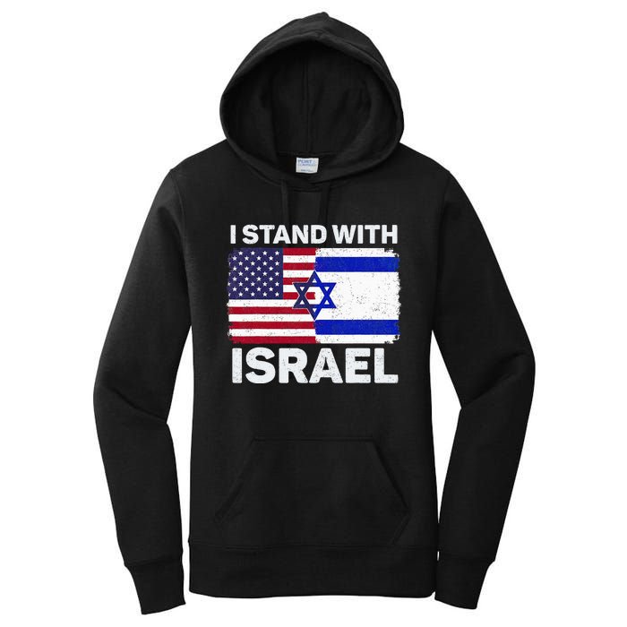 I Stand With Israel USA American Flag with Israel Flag Women's Pullover Hoodie