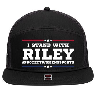 I Stand With Riley Gaines #ProtectWomensSports 7 Panel Mesh Trucker Snapback Hat