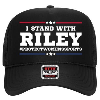 I Stand With Riley Gaines #ProtectWomensSports High Crown Mesh Back Trucker Hat