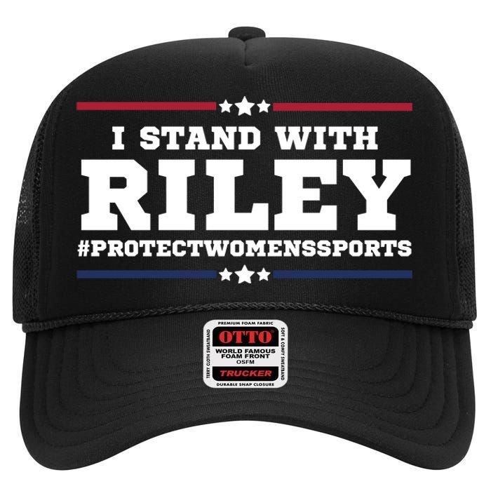 I Stand With Riley Gaines #ProtectWomensSports High Crown Mesh Back Trucker Hat