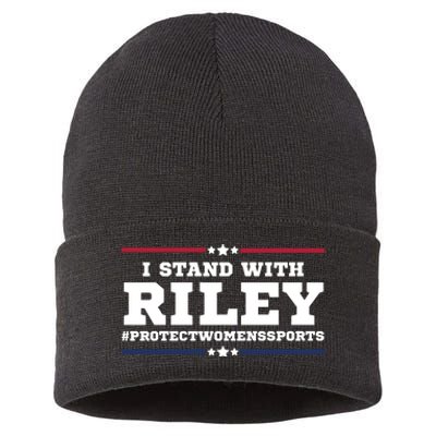 I Stand With Riley Gaines #ProtectWomensSports Sustainable Knit Beanie