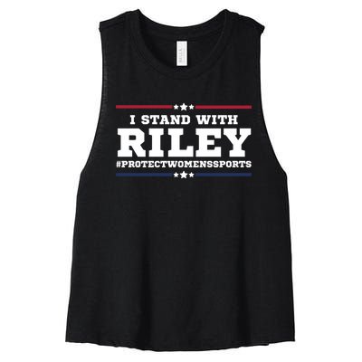 I Stand With Riley Gaines #ProtectWomensSports Women's Racerback Cropped Tank