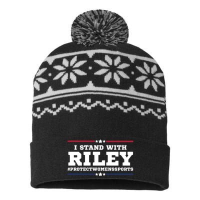 I Stand With Riley Gaines #ProtectWomensSports USA-Made Snowflake Beanie