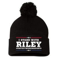 I Stand With Riley Gaines #ProtectWomensSports Pom Pom 12in Knit Beanie