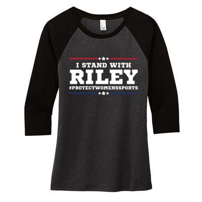 I Stand With Riley Gaines #ProtectWomensSports Women's Tri-Blend 3/4-Sleeve Raglan Shirt