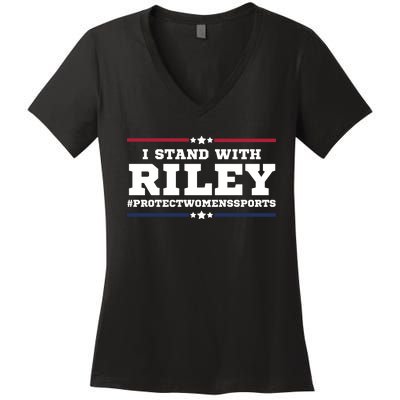 I Stand With Riley Gaines #ProtectWomensSports Women's V-Neck T-Shirt