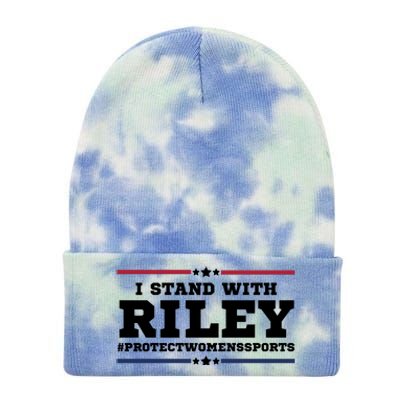 I Stand With Riley Gaines #ProtectWomensSports Tie Dye 12in Knit Beanie