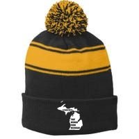 I Stand With That Woman From Michigan Stripe Pom Pom Beanie