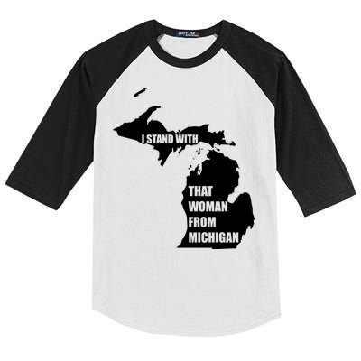 I Stand With That Woman From Michigan Kids Colorblock Raglan Jersey
