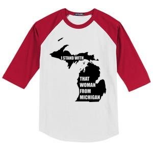 I Stand With That Woman From Michigan Kids Colorblock Raglan Jersey