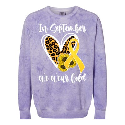 In Septemeber We Wear Gold Childhood Cancer Colorblast Crewneck Sweatshirt