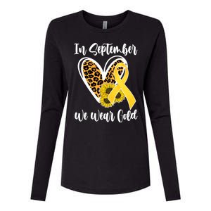 In Septemeber We Wear Gold Childhood Cancer Womens Cotton Relaxed Long Sleeve T-Shirt