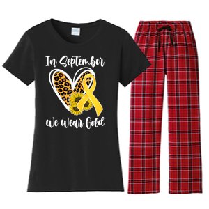 In Septemeber We Wear Gold Childhood Cancer Women's Flannel Pajama Set