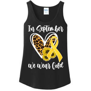 In Septemeber We Wear Gold Childhood Cancer Ladies Essential Tank