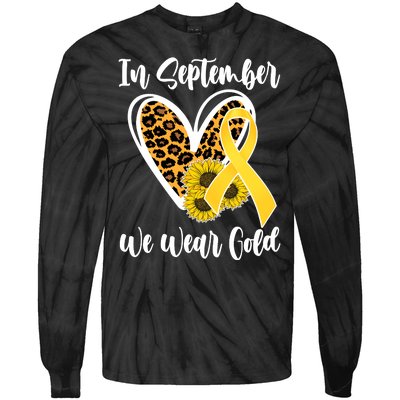 In Septemeber We Wear Gold Childhood Cancer Tie-Dye Long Sleeve Shirt