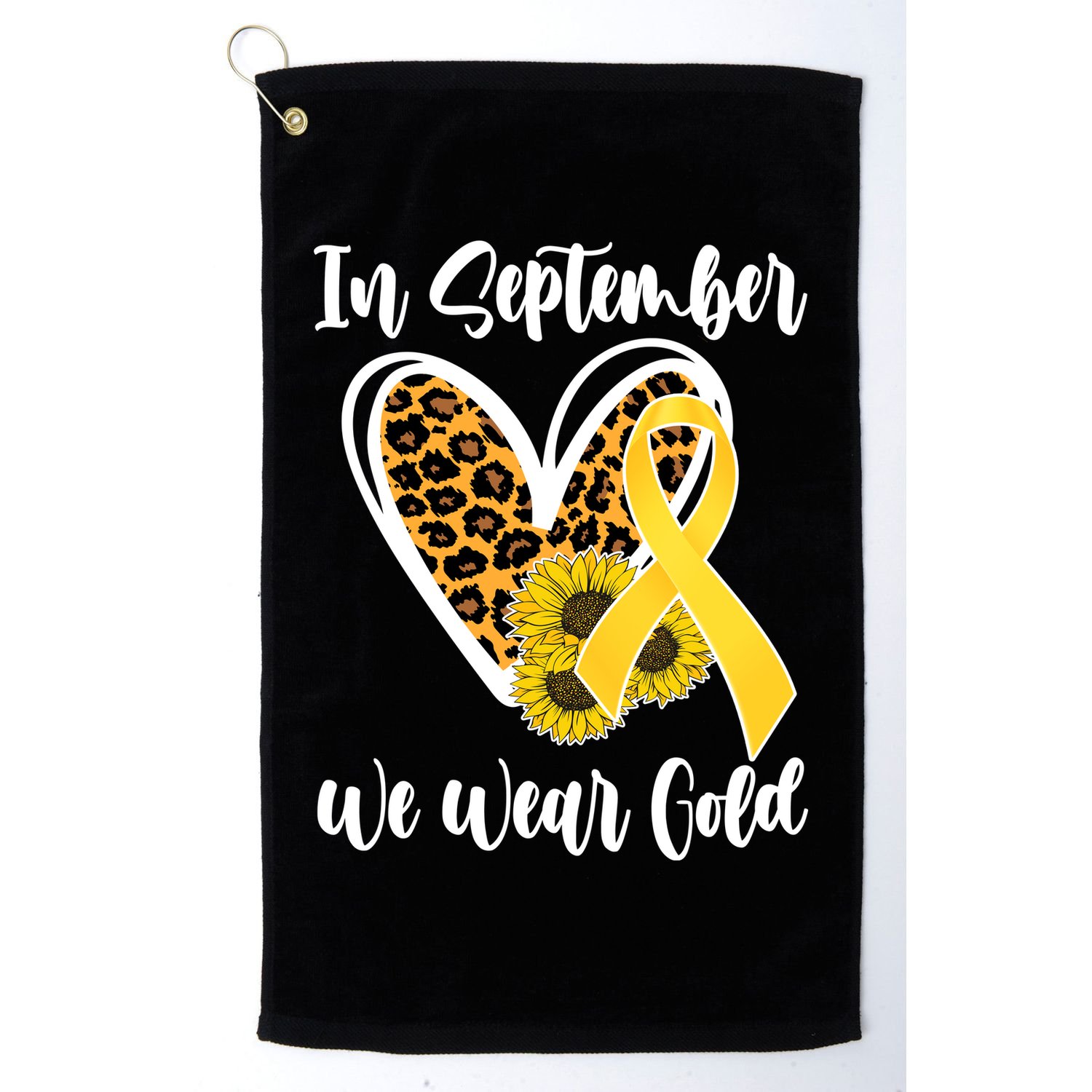 In Septemeber We Wear Gold Childhood Cancer Golf Towel