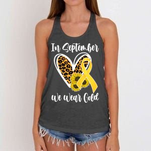 In Septemeber We Wear Gold Childhood Cancer Women's Knotted Racerback Tank