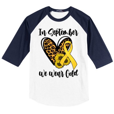 In Septemeber We Wear Gold Childhood Cancer Baseball Sleeve Shirt