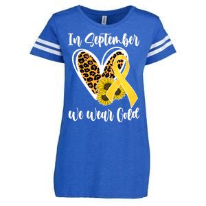 In Septemeber We Wear Gold Childhood Cancer Enza Ladies Jersey Football T-Shirt