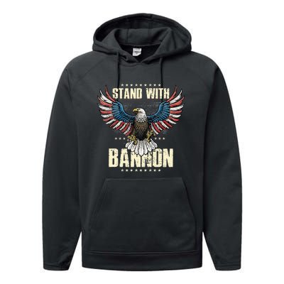 I Stand With Bannon Patriotic Performance Fleece Hoodie