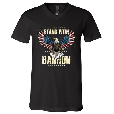 I Stand With Bannon Patriotic V-Neck T-Shirt