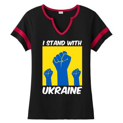 I Stand With Ukraine Fist Ladies Halftime Notch Neck Tee