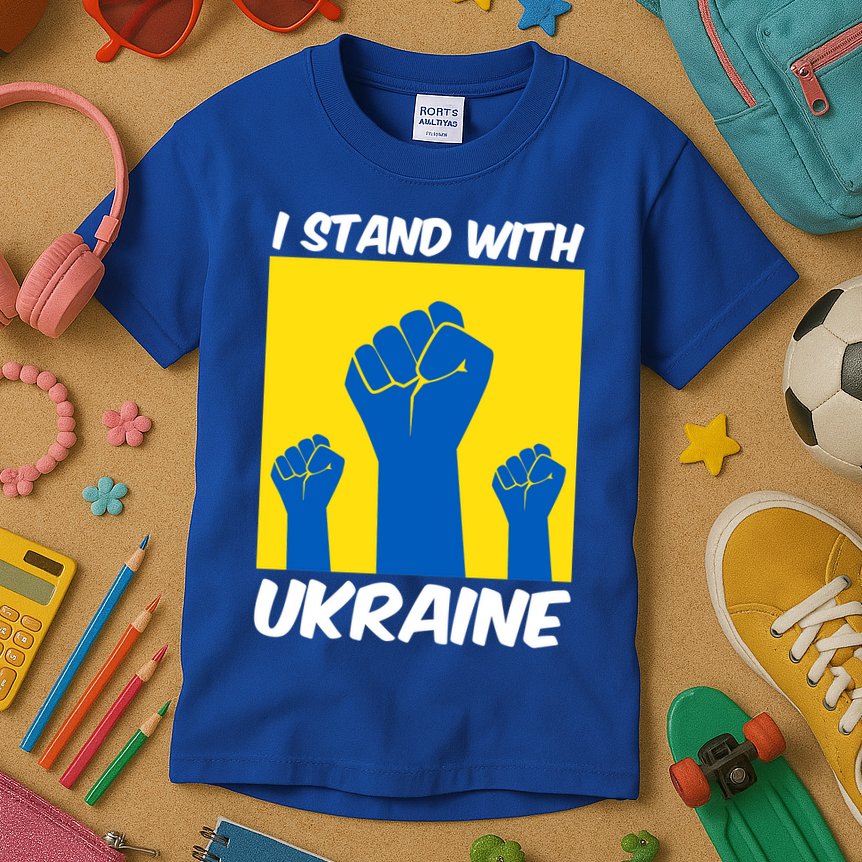 I Stand With Ukraine Fist Kids T-Shirt