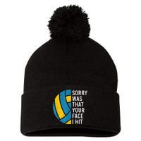 I'm sorry was that your face I hit funny Volleyball Player Pom Pom 12in Knit Beanie