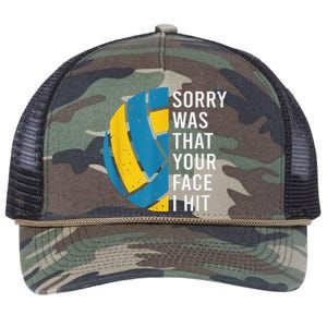 I'm sorry was that your face I hit funny Volleyball Player Retro Rope Trucker Hat Cap