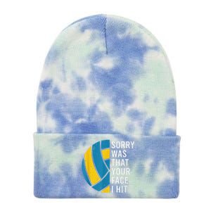 I'm sorry was that your face I hit funny Volleyball Player Tie Dye 12in Knit Beanie