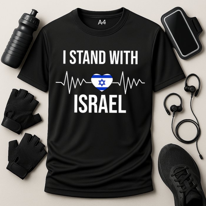 I Stand With Israel Patriotic Israel Heart Flag Cooling Performance Crew T-Shirt