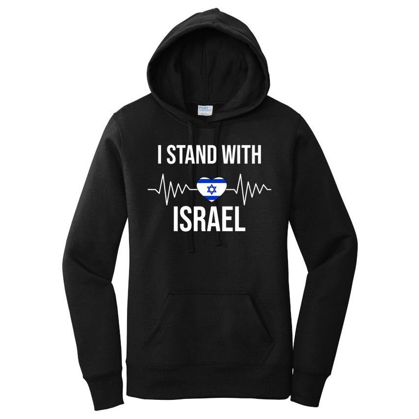 I Stand With Israel Patriotic Israel Heart Flag Women's Pullover Hoodie