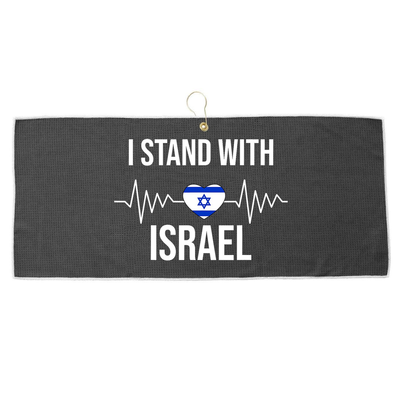 I Stand With Israel Patriotic Israel Heart Flag Large Microfiber Waffle Golf Towel