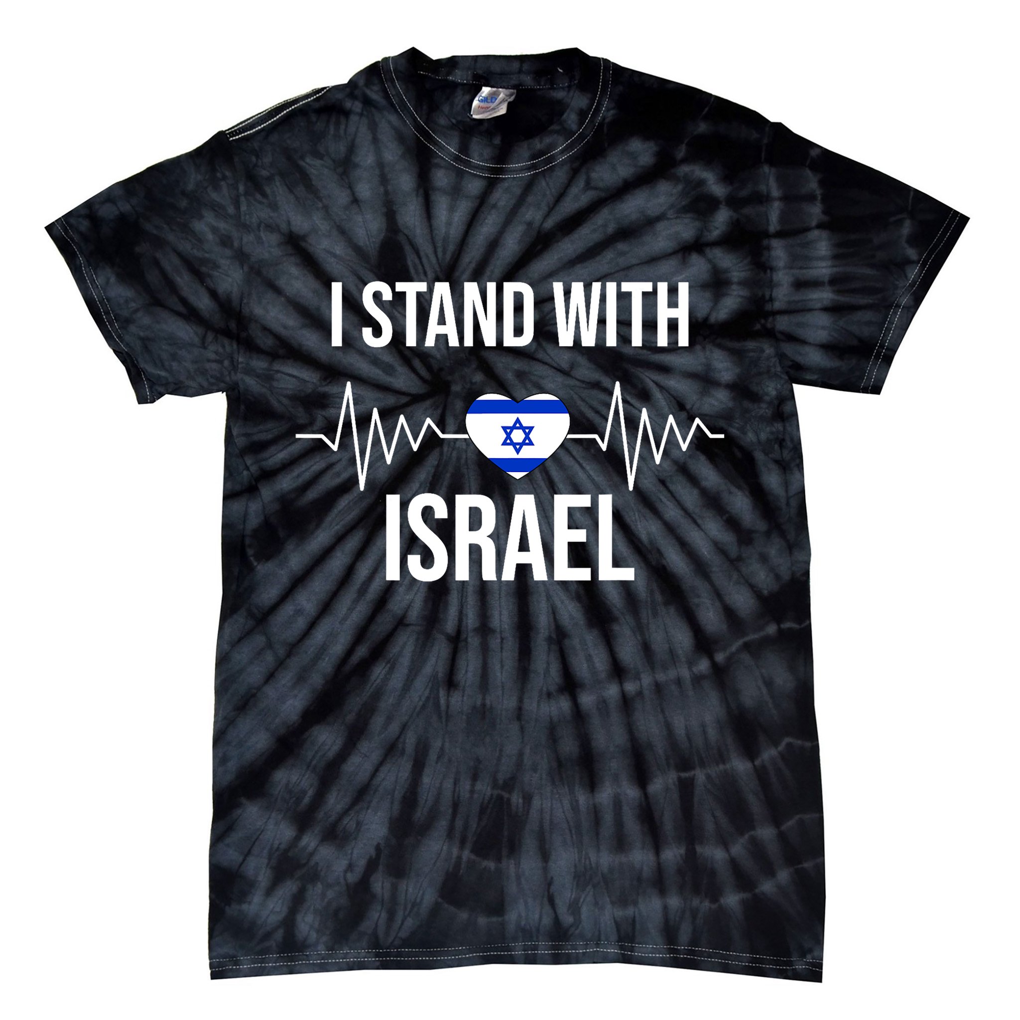 I Stand With Israel Patriotic Israel Heart Flag Tie-Dye T-Shirt