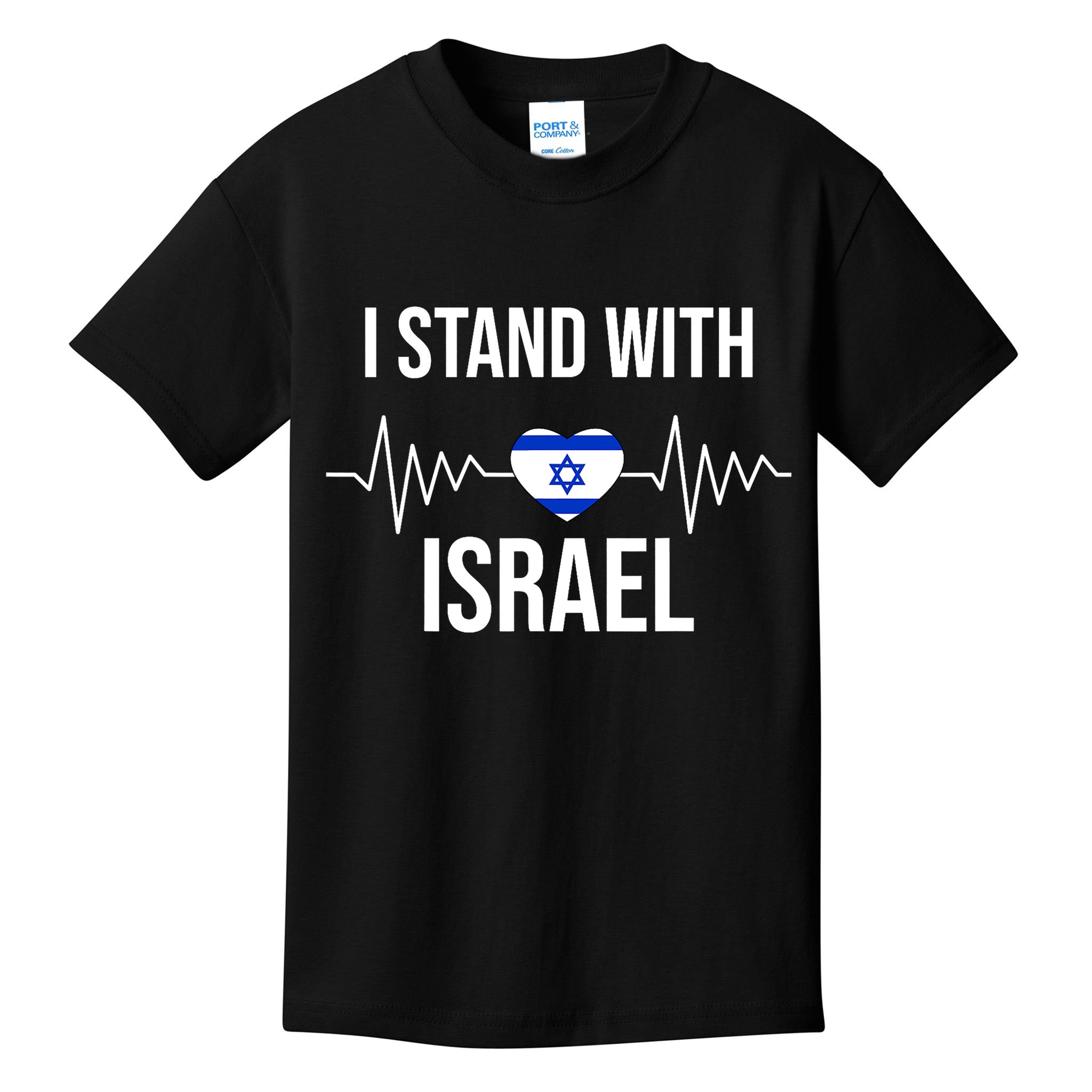 I Stand With Israel Patriotic Israel Heart Flag Kids T-Shirt