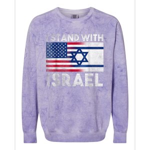 I Stand With Israel - Pray For Israel - US and Israel Flag Colorblast Crewneck Sweatshirt