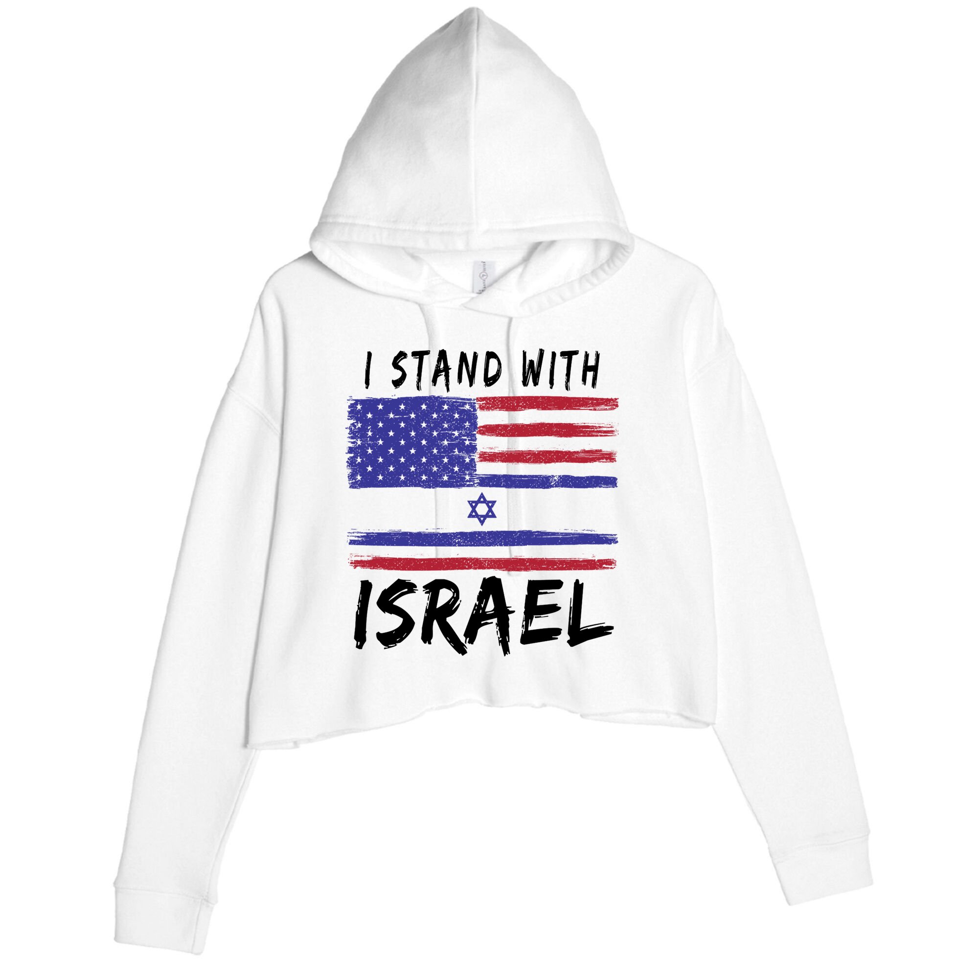 I Stand With Israel Support Israel Crop Fleece Hoodie