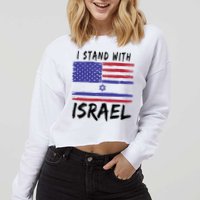 I Stand With Israel Support Israel Cropped Pullover Crew