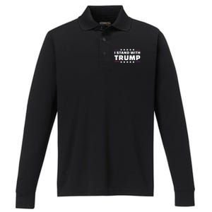 I Stand With Trump Cool Gift Performance Long Sleeve Polo