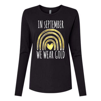 In September We Wear Gold Childhood Cancer Rainbow Womens Cotton Relaxed Long Sleeve T-Shirt