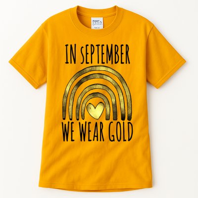 In September We Wear Gold Childhood Cancer Rainbow Tall T-Shirt