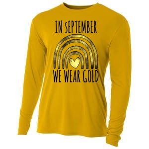 In September We Wear Gold Childhood Cancer Rainbow Cooling Performance Long Sleeve Crew