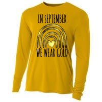 In September We Wear Gold Childhood Cancer Rainbow Cooling Performance Long Sleeve Crew