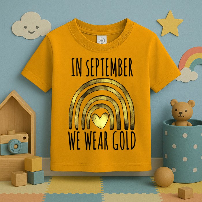 In September We Wear Gold Childhood Cancer Rainbow Toddler T-Shirt