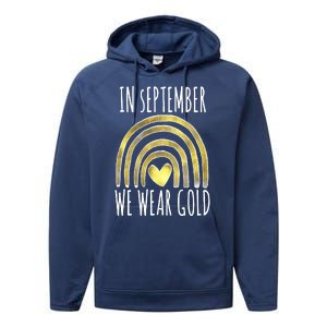 In September We Wear Gold Childhood Cancer Rainbow Performance Fleece Hoodie