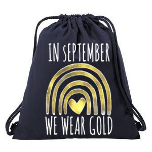 In September We Wear Gold Childhood Cancer Rainbow Drawstring Bag